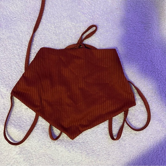 Rust Ribbed Halter Top - Picture 1 of 2